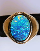 14K Natural Australian Boulder Opal Ring