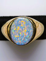 10K Natural Australian 4.20ct BLACK Opal Signet Ring