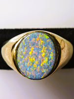 10K Natural Australian 4.20ct BLACK Opal Signet Ring