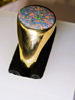 10K Natural Australian 4.20ct BLACK Opal Signet Ring