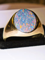 10K Natural Australian 4.20ct BLACK Opal Signet Ring
