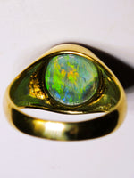 10K Natural Australian 4.20ct BLACK Opal Signet Ring