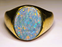 10K Natural Australian 4.20ct BLACK Opal Signet Ring