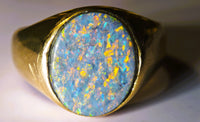 10K Natural Australian 4.20ct BLACK Opal Signet Ring
