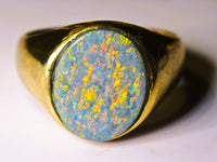 10K Natural Australian 4.20ct BLACK Opal Signet Ring