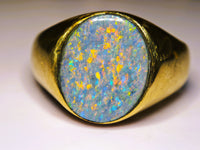 10K Natural Australian 4.20ct BLACK Opal Signet Ring
