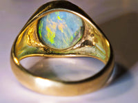 10K Natural Australian 4.20ct BLACK Opal Signet Ring