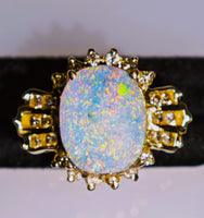14K Australian Boulder Opal & Diamond Accent Ring