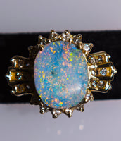 14K Australian Boulder Opal & Diamond Accent Ring