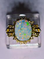 14K Australian Boulder Opal & Diamond Accent Ring