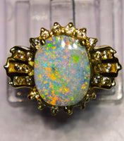 14K Australian Boulder Opal & Diamond Accent Ring