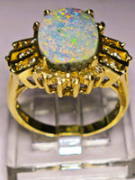 14K Australian Boulder Opal & Diamond Accent Ring