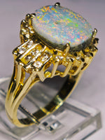 14K Australian Boulder Opal & Diamond Accent Ring