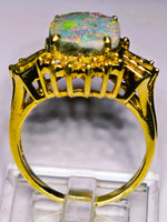 14K Australian Boulder Opal & Diamond Accent Ring
