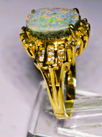 14K Australian Boulder Opal & Diamond Accent Ring