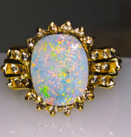 14K Australian Boulder Opal & Diamond Accent Ring