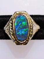 Antique Victorian 10K Australian BLACK Opal Ring
