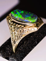 Antique Victorian 10K Australian BLACK Opal Ring