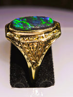 Antique Victorian 10K Australian BLACK Opal Ring