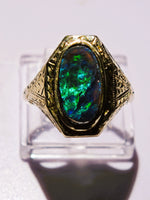 Antique Victorian 10K Australian BLACK Opal Ring