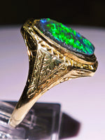 Antique Victorian 10K Australian BLACK Opal Ring