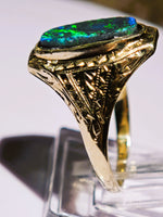 Antique Victorian 10K Australian BLACK Opal Ring