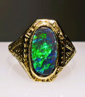 Antique Victorian 10K Australian BLACK Opal Ring