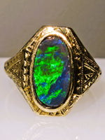 Antique Victorian 10K Australian BLACK Opal Ring