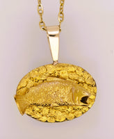 22K Alaskan Nugget Salmon Fish Pendant