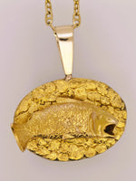 22K Alaskan Nugget Salmon Fish Pendant