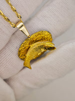 22K Alaskan Nugget Salmon Fish Pendant