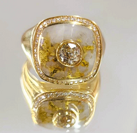 14K KABANA 20.5 Grams Gold Quartz & 1.20ct VVS Diamond Ring