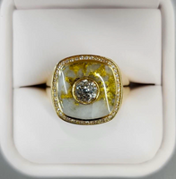 14K KABANA 20.5 Grams Gold Quartz & 1.20ct VVS Diamond Ring