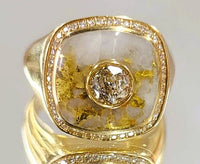 14K KABANA 20.5 Grams Gold Quartz & 1.20ct VVS Diamond Ring