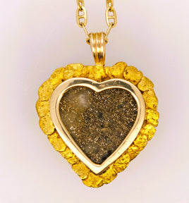14K Alaskan Gold Quartz Nugget Pendant