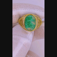 14K Gold Emerald in Quartz & Diamond Ring