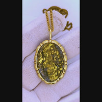 14k BLACK Gold Quartz Pendant RARE