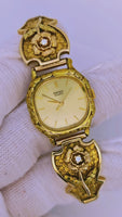 22K RARE Vintage 1980’s Seiko Quartz Gold Nugget Diamond Watch