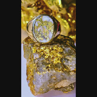 22K Gold in Quartz Signet Ring - 16to1 Mine - GEM
