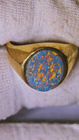 10K Natural Australian 4.20ct BLACK Opal Signet Ring