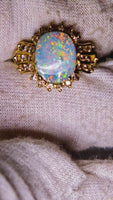 14K Australian Boulder Opal & Diamond Accent Ring