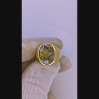 22K Gold in Quartz Signet Ring - 16to1 Mine - GEM