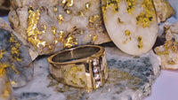 14K Gold Quartz Diamond Accent Band Ring