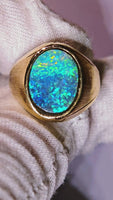 14K Natural Australian Boulder Opal Ring