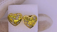 16K Heart Gold Quartz Earrings 16:1 Mine