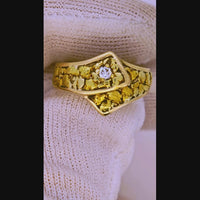 22k Alaskan Gold Nugget & Diamond Ring