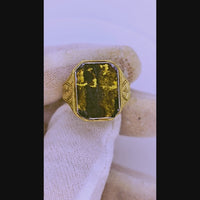 10K Etched BLACK Gold Quartz Ring - Vintage RARE