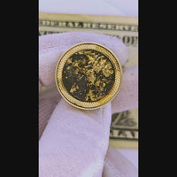 9ct Yellow Gold Round Black Gold Quartz Ring