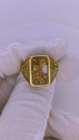 14K Alaskan Gold Quartz Signet Ring - Vintage Italy
