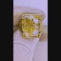 22K Engraved Gold Quartz Ring - 16to1 Mine - STUNNING